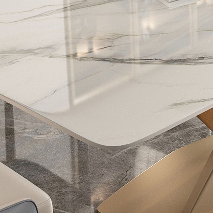 Luxury Sintered Stone Top Dining Table Rectangle Table with Gold Metal Pedestal for Restaurant Clearhalo ' dining_table' 'Dining Tables & Seating' 'Dining Tables' 'furn' 'furn_dining_table' 'Furniture' 'furniture_dining_table' 'Kitchen & Dining Furniture' 'kitchen&dining_furn' 'kitchen' 'kitchen_dining_table' 1200x1200_68189759-9008-43bd-9f36-9d34247cce30