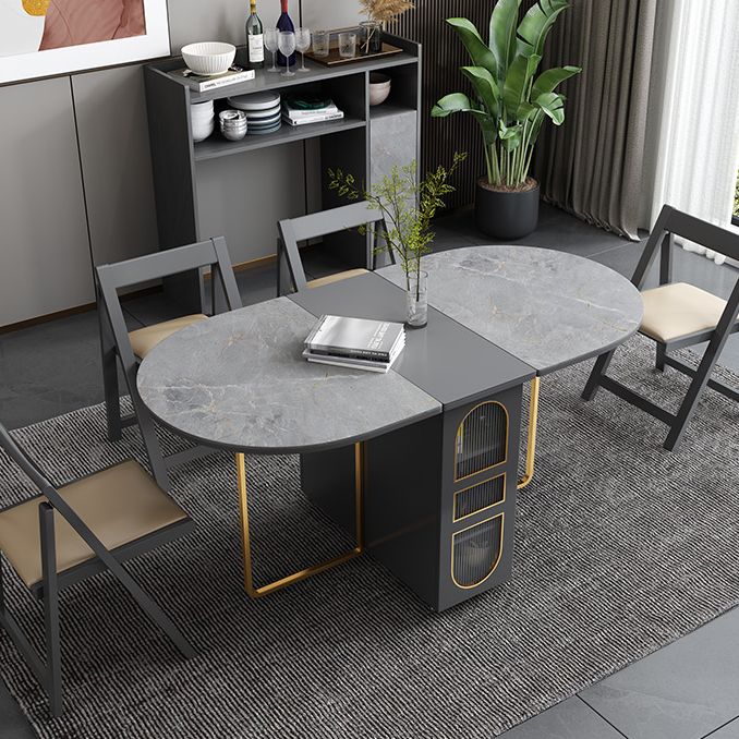 Sintered Stone Dining Table Modern Oval Drop-Leaf 59" Dining Table for Home Use Clearhalo ' dining_table' 'Dining Tables & Seating' 'Dining Tables' 'furn' 'furn_dining_table' 'Furniture' 'furniture_dining_table' 'Kitchen & Dining Furniture' 'kitchen&dining_furn' 'kitchen' 'kitchen_dining_table' 1200x1200_681a3c7e-d05d-49a5-955b-43a8c9f69a32