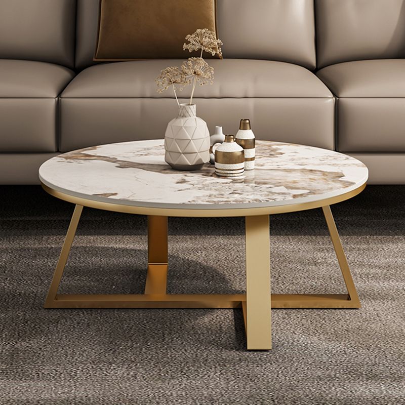 Round Coffee Table Cross Legs Coffee Table Set with Metal Legs Clearhalo 'Coffee & Accent Tables' 'Coffee Tables' 'coffee_tables' 'furn' 'furn_coffee_tables' 'Furniture' 'Living Room Furniture' 1200x1200_681ab0eb-2955-4049-8fba-58a08432783b