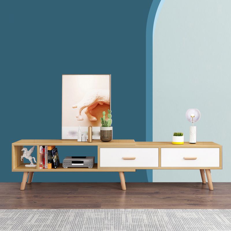12" - Brede houten tv-standaard, verschuifbare Scandinavische tv-console met 2/3/4 lades