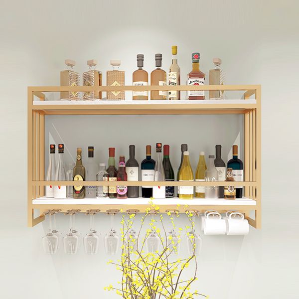 Metal Wall Mounted Wine Bottle & Glass Rack Glam Wine Rack with Stemware Holder Clearhalo 'furn' 'furn_wine_racks' 'Furniture' 'Kitchen & Dining Furniture' 'Wine Racks' 'wine_racks' 1200x1200_681b9591-d17d-405e-8005-0db755e7e57d