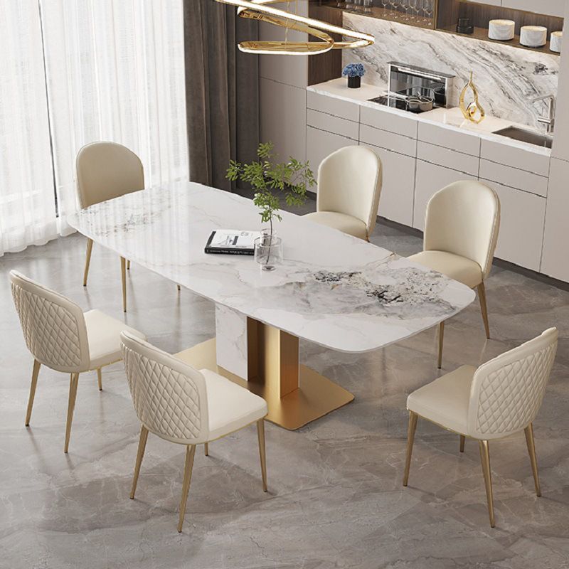 Luxurious Sintered Stone Top Dining Set Rectangle 1/4/5/6/7 Pieces Dining Room Table Set Clearhalo 'Dining Room Sets' 'Dining Tables & Seating' 'dining_room_set' 'furn' 'furn_dining_room_set' 'Furniture' 'Kitchen & Dining Furniture' 1200x1200_681d4895-6a21-48e2-8c80-41b1d7226184