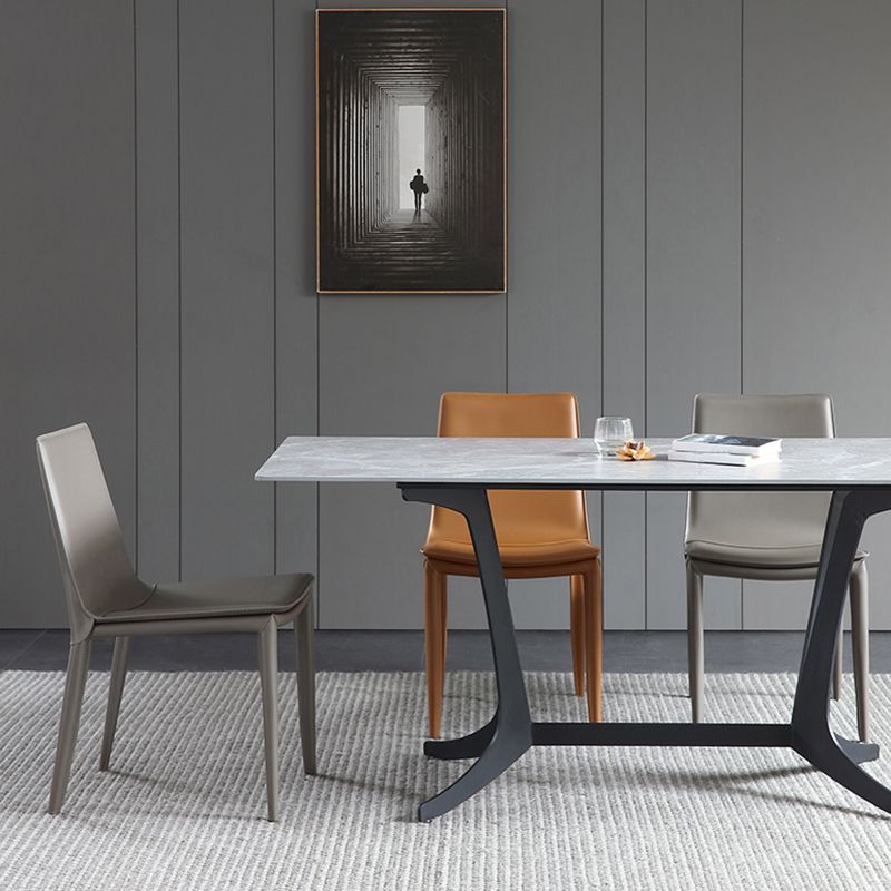 Contemporary Leather Armless Dining Chair Metal Dining Room Chairs Clearhalo ' kitchen&dining_furn' 'Dining Chairs' 'Dining Tables & Seating' 'dining_chair' 'furn' 'furn_dining_chair' 'Furniture' 'furniture_dining_chair' 'Kitchen & Dining Furniture' 'kitchen' 1200x1200_681f8d1c-2bcf-44da-9efb-40d7446900d9