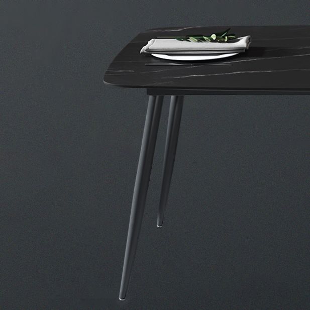 Sintered Stone Dining Table 4 Legs Black Carbon Steel Base Rectangle Table for Home Clearhalo ' dining_table' 'Dining Tables & Seating' 'Dining Tables' 'furn' 'furn_dining_table' 'Furniture' 'furniture_dining_table' 'Kitchen & Dining Furniture' 'kitchen&dining_furn' 'kitchen' 'kitchen_dining_table' 1200x1200_681fa56f-3d67-474b-8015-3f16b4bc556e