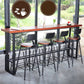 Mesa rectangular de altura de barra, mesa de pub bistró con tapa de madera maciza y base negra