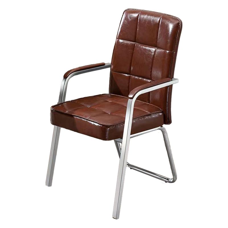 Modern Fixed Arms Leather Chair No Wheels Mid-Back Office Chair Clearhalo 'furn' 'furn_office_chair' 'Furniture' 'Office Chairs' 'Office Furniture' 'office_chair' 1200x1200_6821c371-af00-4e6e-ab3d-ab3d1931cec4
