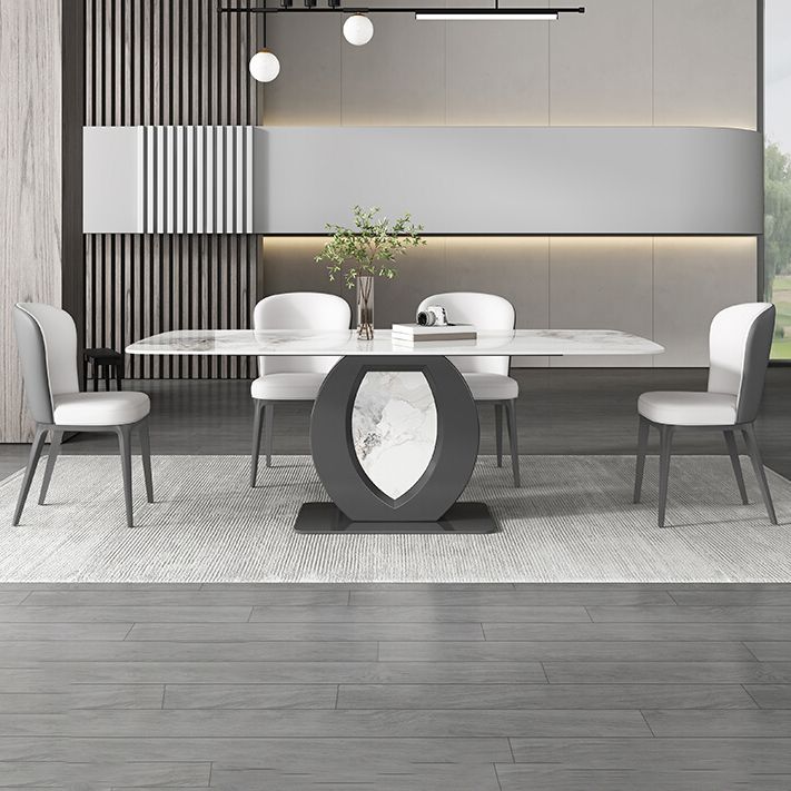 Contemporaneo 1/4/5/6/7 pezzi sala da pranzo tavolo mobili in pietra rettangolo in bianco