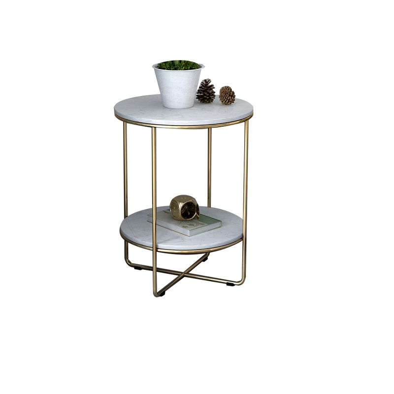 23.62 "Cama de altura Mesa de mármol nocturna con 2 estantes