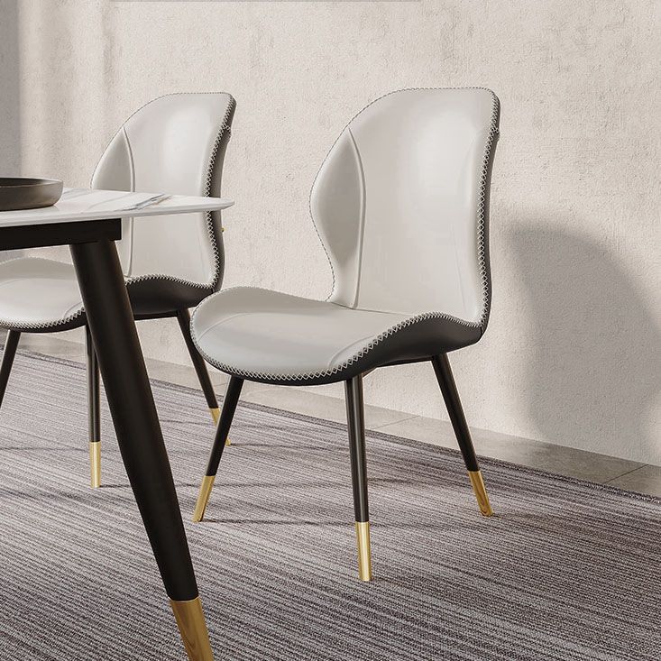 Glam Leather Dining Chair Wingback Side Furniture in Matte Finish for Indoor Clearhalo 'Dining Chairs' 'Dining Tables & Seating' 'dining_chair' 'furn' 'furn_dining_chair' 'Furniture' 'Kitchen & Dining Furniture' 1200x1200_68272736-da6d-46c5-aead-633c18f1eee4