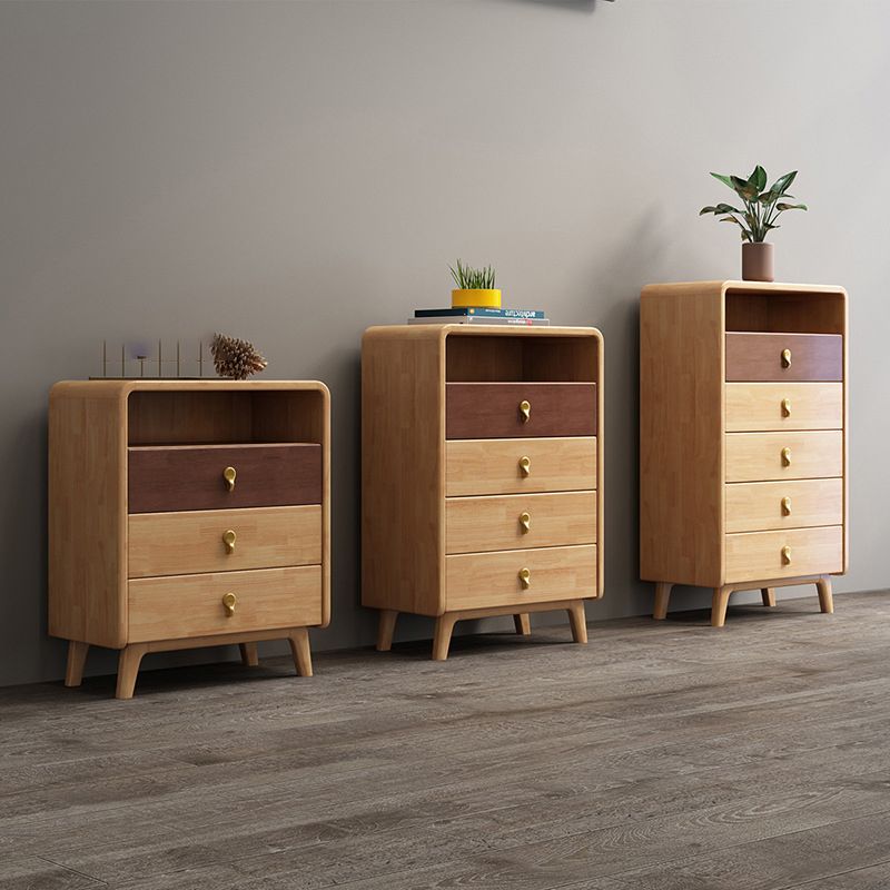 Contemporary Natural Rubberwood Chest with 1 Shelf and Drawers Clearhalo 'Cabinets & Chests' 'cabinets_chests' 'furn' 'furn_cabinets_chests' 'Furniture' 'Living Room Furniture' 1200x1200_682859b2-5563-455b-8c7d-d490f3d44089