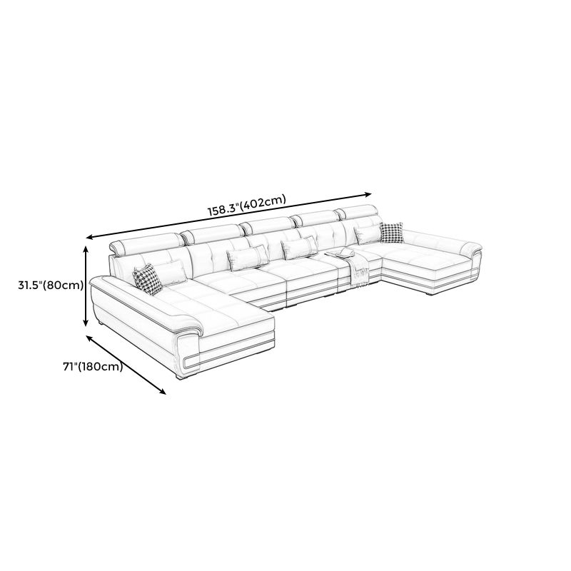158.26" D x 70.86" W x 31.49" H Pillow Top Arm Sofa with Adjustable Bolster Pillows Clearhalo 'furn' 'furn_sectionals' 'Furniture' 'furniture_sectionals' 'kitchen' 'kitchen_sectionals' 'Living Room Furniture' 'Sectionals' 1200x1200_6829f95c-003d-44ad-9dc3-9b557611b845