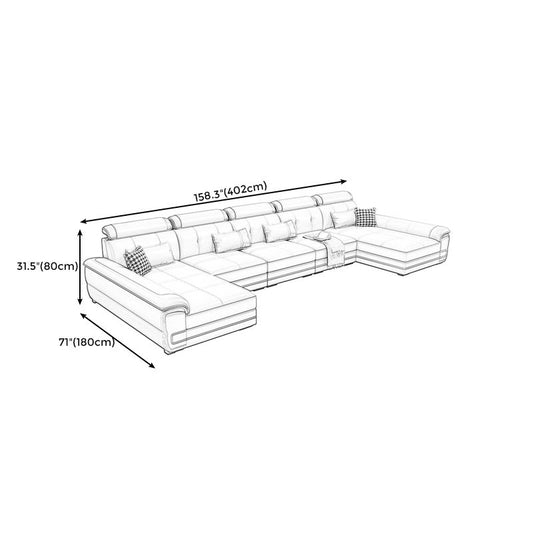 158.26" D x 70.86" W x 31.49" H Pillow Top Arm Sofa with Adjustable Bolster Pillows Clearhalo 'furn' 'furn_sectionals' 'Furniture' 'furniture_sectionals' 'kitchen' 'kitchen_sectionals' 'Living Room Furniture' 'Sectionals' 1200x1200_6829f95c-003d-44ad-9dc3-9b557611b845