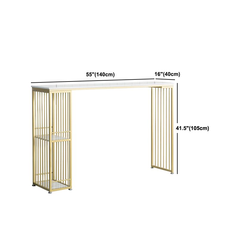 Tavolo da bar del patio contemporaneo rettangolare doppio tavolino in marmo bianco.