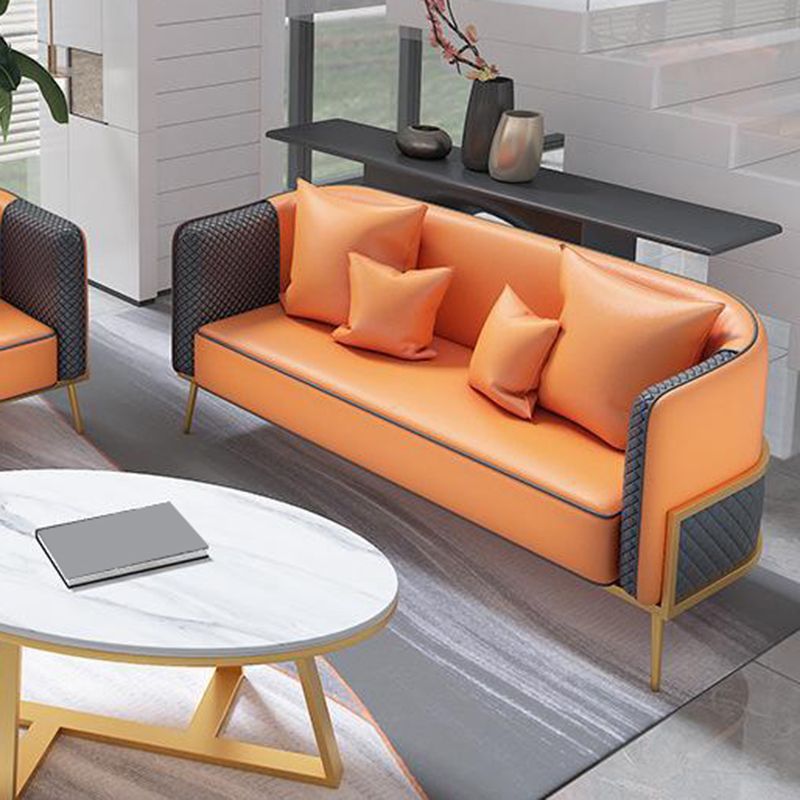 Sofá de brazo de esmoquin moderno 29.53 "HE SEATIS DE LEATRA FAUX DE H CON MARCO DE ORO