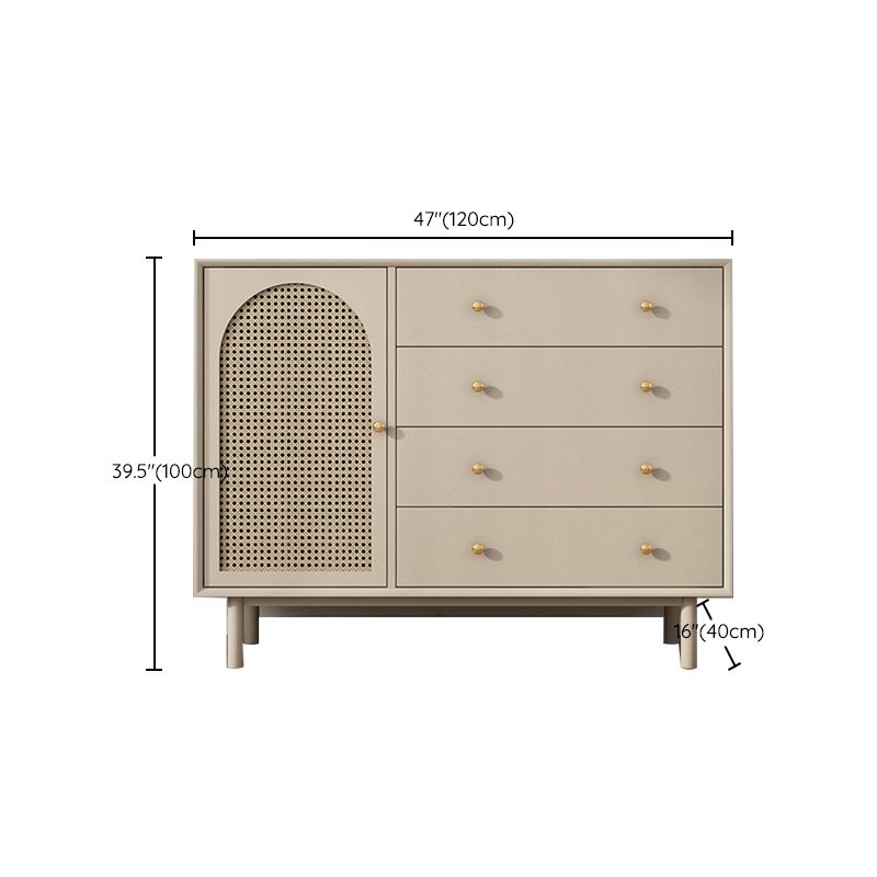 Contemporary Solid Wood Accent Cabinet Beige 2/4-Drawer Chest with Rattan Accent Clearhalo 'Cabinets & Chests' 'cabinets_chests' 'furn' 'furn_cabinets_chests' 'Furniture' 'Living Room Furniture' 1200x1200_682cc011-7f1f-4036-b2e0-360258ebd986