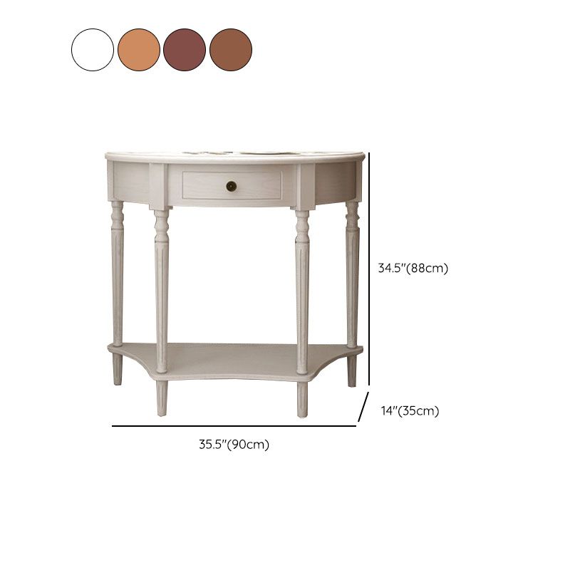 Mid Century Modern Accent Table Half Moon Wooden Console Table