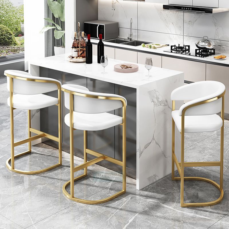 Glam Armrest Backrest Counter Stool Iron Bar Stool with Leather Cushion and Pedal Clearhalo 'Bar Furniture' 'Bar Stools' 'bar_stools' 'furn' 'furn_bar_stools' 'Furniture' 'Kitchen & Dining Furniture' 1200x1200_682f2991-0636-48c9-bbb7-443970875d2e