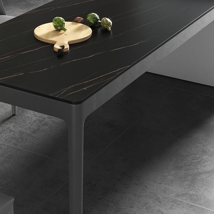 Modern Style Sintered Stone Dining Room Dinner Kitchen Table Black Rectangle Table Clearhalo ' dining_table' 'Dining Tables & Seating' 'Dining Tables' 'Furniture' 'furniture_dining_table' 'Kitchen & Dining Furniture' 'kitchen&dining_furn' 'kitchen' 'kitchen_dining_table' 1200x1200_68301b44-d392-463c-b3f4-6183a764cbda