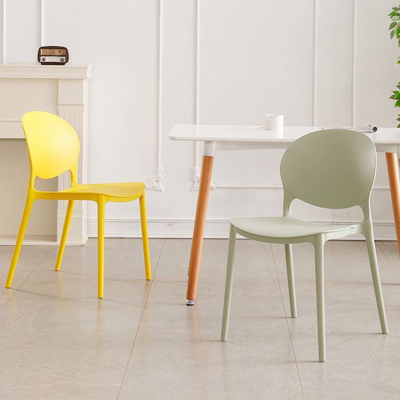 Plastic Stackable Armless Dining Chairs Open Back Side Chair (Set of 4) Clearhalo ' kitchen&dining_furn' 'Dining Chairs' 'Dining Tables & Seating' 'dining_chair' 'furn' 'furn_dining_chair' 'Furniture' 'furniture_dining_chair' 'Kitchen & Dining Furniture' 'kitchen' 1200x1200_68306337-a766-448f-9693-29b5b8fb8a98