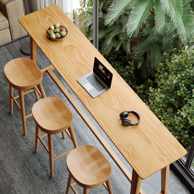 Rectangle Bar Pub Table Set 1/4 Pcs Solid Wood Bar Table and Backless Stools Clearhalo 'Bar Furniture' 'furn' 'furn_home_bar_bar_sets' 'Furniture' 'Home Bars & Bar Sets' 'home_bar_bar_sets' 'Kitchen & Dining Furniture' 1200x1200_683076a6-6608-4d85-90b7-055b32a7aa40