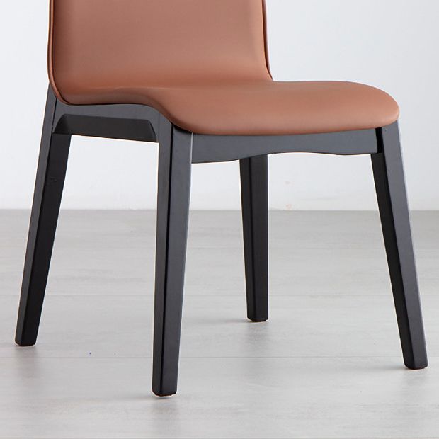 Contemporary Dining and Accent Chairs Matte Finish Leather Curved Parsons Armless Chair Clearhalo ' kitchen&dining_furn' 'Dining Chairs' 'Dining Tables & Seating' 'dining_chair' 'furn' 'furn_dining_chair' 'Furniture' 'furniture_dining_chair' 'Kitchen & Dining Furniture' 'kitchen' 1200x1200_6831d093-4683-4ee0-af60-0bb7c24b60d9