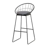 Black Metal Base Dining Stools Contemporary Round Bar Stools with Footrest
