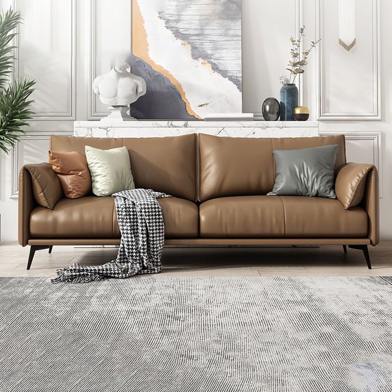 Divano tappezzeria marrone scuro contemporaneo con cuscino indietro per soggiorno