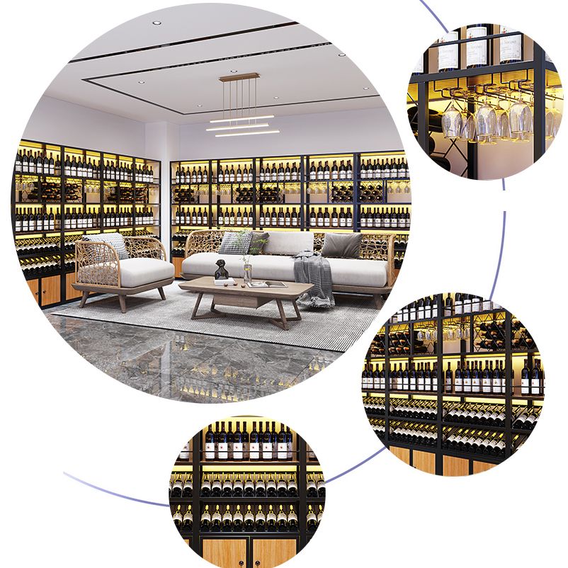 Modern Floor Wine Bottle & Glass Rack Metal Stackable Wine Rack