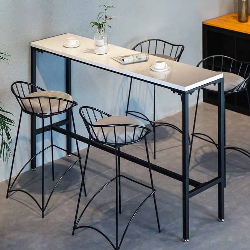 Tavolo da bar in legno solido rettangolo industriale set da 1/5 pezzi con sgabelli di ferro
