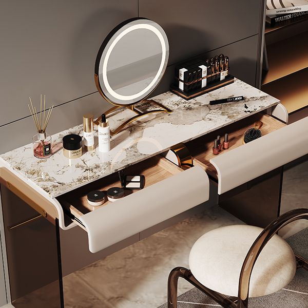 Scandinavian 30.7" Height Slate Top Table Makeup Vanity with Drawers