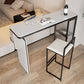 Rectangle White Stone Top Bar Dining Table Contemporary Bar Height Table