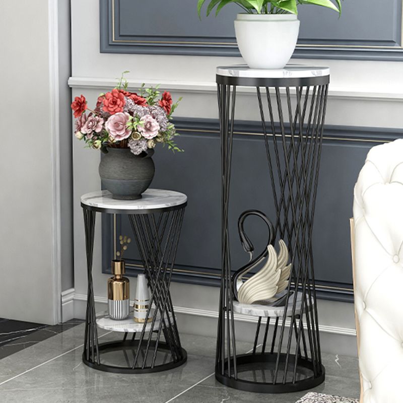 Glam Marble Round Side Table Dia 11.8" Metal Frame End Table with Storage Shelf Clearhalo 'Coffee & Accent Tables' 'End & Side Tables' 'end_side_tables' 'furn' 'furn_end_side_tables' 'Furniture' 'Living Room Furniture' 1200x1200_68351aea-1c46-43af-a59a-eff9140c3b5b