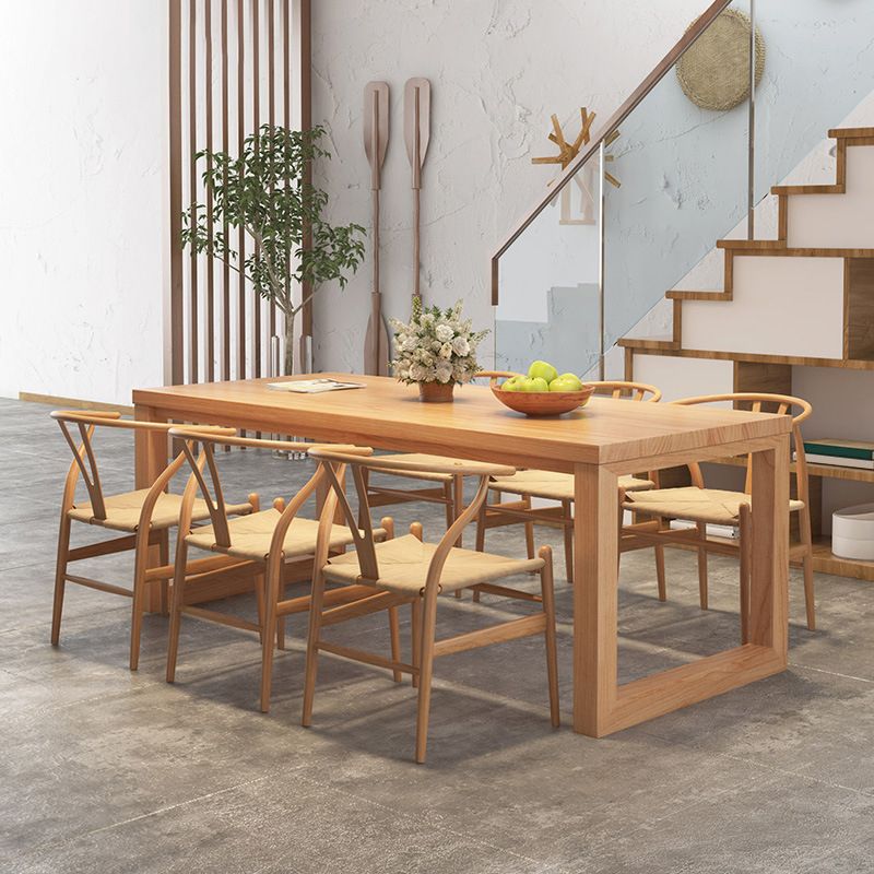 Dinettetafel in Simplicity-stijl Rechthoek massief houten eettafel in naturel