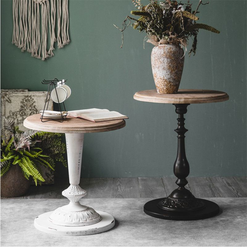 French Country Style Cocktail Table Solid Wood with White/black Metal Base Coffee Table Clearhalo 'Coffee & Accent Tables' 'End & Side Tables' 'end_side_table' 'end_side_tables' 'furn' 'furn_end_side_tables' 'Furniture' 'furniture_end_side_table' 'Living Room Furniture' 1200x1200_6835f20c-4b2e-43e7-8aac-69f9d2defc2c