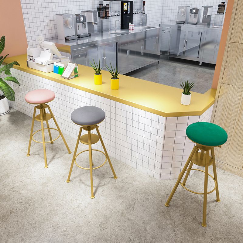 Metal Adjustable Height Bar Stool Velvet Upholstered Bar Stool for Restaurant