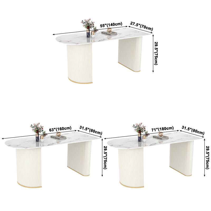 Simplicity Style Sintered Stone Dining Table Double Pedestal Base Freeform Table for Home Clearhalo ' dining_table' 'Dining Tables & Seating' 'Dining Tables' 'furn' 'furn_dining_table' 'Furniture' 'furniture_dining_table' 'Kitchen & Dining Furniture' 'kitchen&dining_furn' 'kitchen' 'kitchen_dining_table' 1200x1200_683828eb-a6d6-4685-8549-8a44f2f51e10