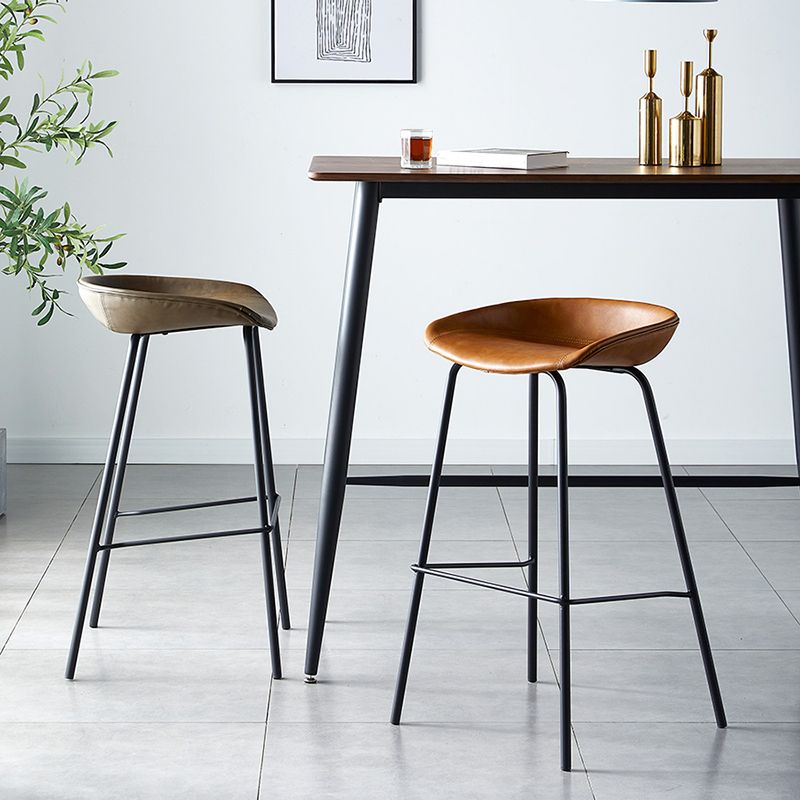 Industrial Metal Distressed Barstool Indoor Tall Stool with Leather Seat Clearhalo 'Bar Furniture' 'Bar Stools' 'bar_stools' 'furn' 'furn_bar_stools' 'furniture_bar_stools' 'Kitchen & Dining Furniture' 'kitchen&dining_furn' 'kitchen' 'kitchen_furn' Furniture' 1200x1200_68384152-df06-4a59-99db-d645b6de8b35
