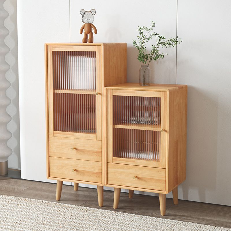Contemporary Solid Wood Cabinet Glass Paned 1 - Door Natural Chest with Drawers Clearhalo 'Cabinets & Chests' 'cabinets_chests' 'furn' 'furn_cabinets_chests' 'Furniture' 'Living Room Furniture' 1200x1200_6838efa3-50d8-4b19-98c4-ad992f7e50fd