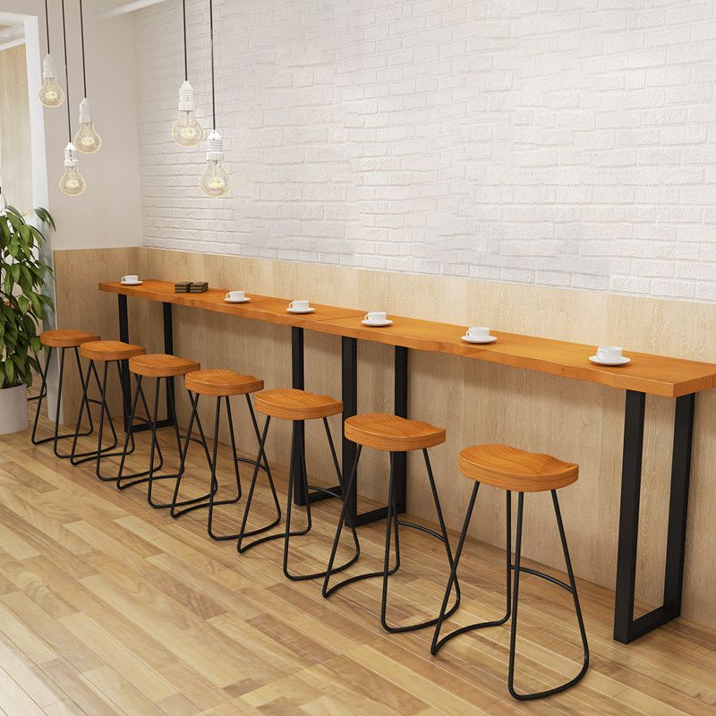 Rectangle Pine Wood Top Bar Table Industrial Bar Table with Double Pedestal Clearhalo 'Bar Furniture' 'Bar Tables' 'bar_tables' 'furn' 'furn_bar_tables' 'Furniture' 'Kitchen & Dining Furniture' 1200x1200_683aa2e8-d48b-435f-9502-7331b1a58ae5