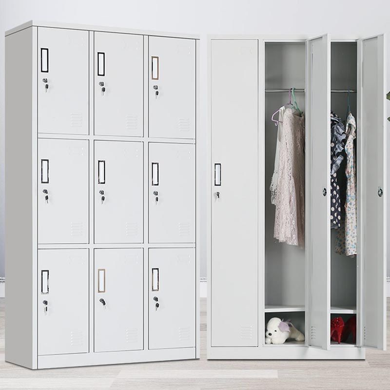White Steel Wardrobe Cabinet Contemporary Hinged Wardrobe Armoire