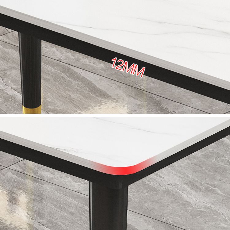 Sintered Stone Dining Table Industrial Style Black 4 Legs Base Rectangle Table for Home Clearhalo ' dining_table' 'Dining Tables & Seating' 'Dining Tables' 'furn' 'furn_dining_table' 'Furniture' 'furniture_dining_table' 'Kitchen & Dining Furniture' 'kitchen&dining_furn' 'kitchen' 'kitchen_dining_table' 1200x1200_683e09a3-2deb-4ad0-affa-4faf2af1ab41