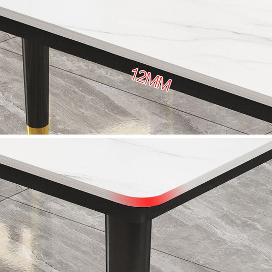 Sintered Stone Dining Table Industrial Style Black 4 Legs Base Rectangle Table for Home Clearhalo ' dining_table' 'Dining Tables & Seating' 'Dining Tables' 'furn' 'furn_dining_table' 'Furniture' 'furniture_dining_table' 'Kitchen & Dining Furniture' 'kitchen&dining_furn' 'kitchen' 'kitchen_dining_table' 1200x1200_683e09a3-2deb-4ad0-affa-4faf2af1ab41