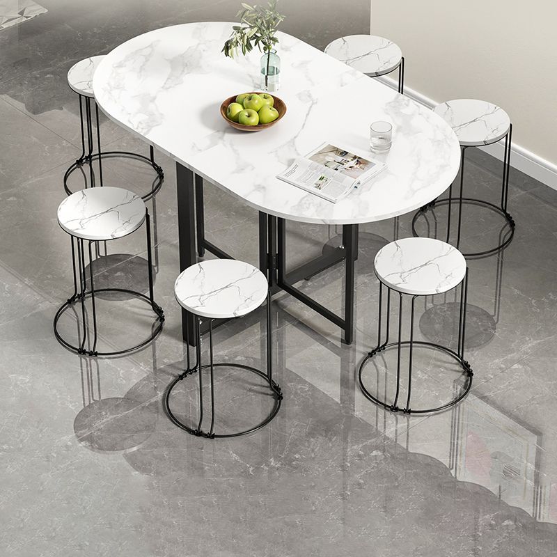 Modern Style Dining Table White Oval Drop-Leaf Dining Table for Home Use Clearhalo ' dining_table' 'Dining Tables & Seating' 'Dining Tables' 'Furniture' 'furniture_dining_table' 'Kitchen & Dining Furniture' 'kitchen&dining_furn' 'kitchen' 'kitchen_dining_table' 1200x1200_683e9ae7-6f57-4433-9501-45fe88eec192