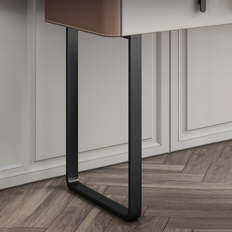 2 Storage Drawers Vanity Table and Stool Set Faux Leather Dresser