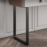 2 Storage Drawers Vanity Table and Stool Set Faux Leather Dresser