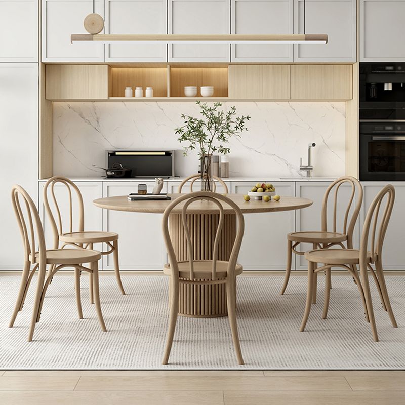 Set tavolo da pranzo in legno massello Tavolo rotondo da 1/4/7 pezzi con sedie laterali