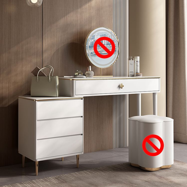 Tavolo da toep in legno in legno bianco vanità set di sgabelli lussuosi