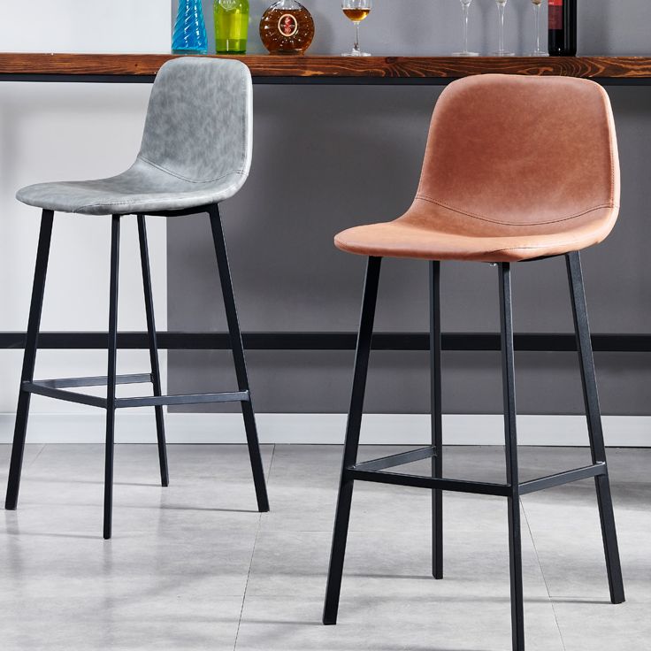 Industrial Style Low Back Bar-stool PU Leather Bar Stool with Metal Legs Clearhalo 'Bar Furniture' 'Bar Stools' 'bar_stools' 'furn' 'furn_bar_stools' 'Furniture' 'furniture_bar_stools' 'Kitchen & Dining Furniture' 1200x1200_6844be72-be35-475f-81d6-4c44a173b344