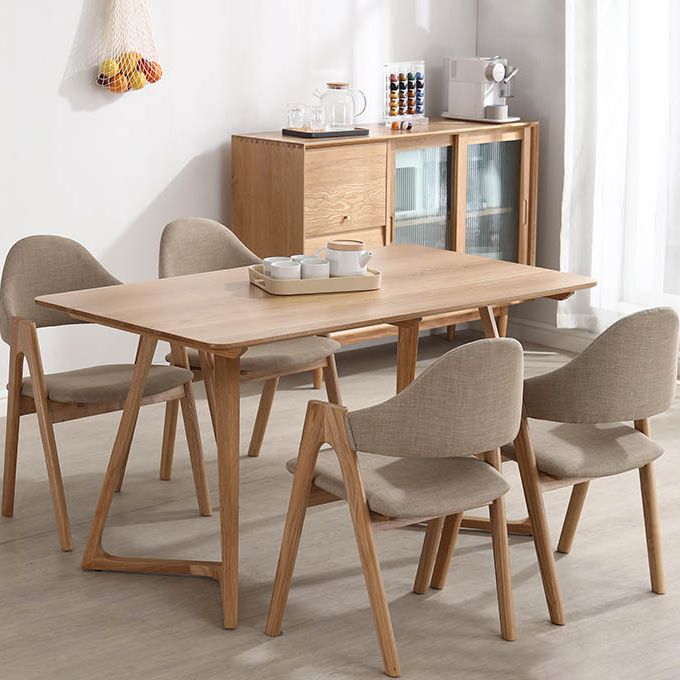 Contemporary Rectangle Dining Table Oak Solid Wood Table with Double Pedestal Clearhalo ' dining_table' 'Dining Tables & Seating' 'Dining Tables' 'furn' 'furn_dining_table' 'Furniture' 'furniture_dining_table' 'Kitchen & Dining Furniture' 'kitchen&dining_furn' 'kitchen' 'kitchen_dining_table' 1200x1200_6845ebb8-3ed1-4c4a-93b2-8d47176df4f3