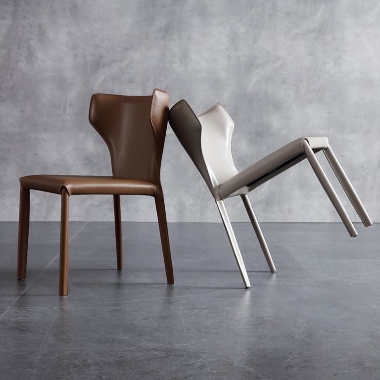 Modern Contemporary Leather Dining Chair Pure Color Wingback Side Chair Clearhalo ' kitchen&dining_furn' 'Dining Chairs' 'Dining Tables & Seating' 'dining_chair' 'Furniture' 'furniture_dining_chair' 'Kitchen & Dining Furniture' 'kitchen' 1200x1200_68460efb-6635-4df4-be5d-ece065cd7b4d